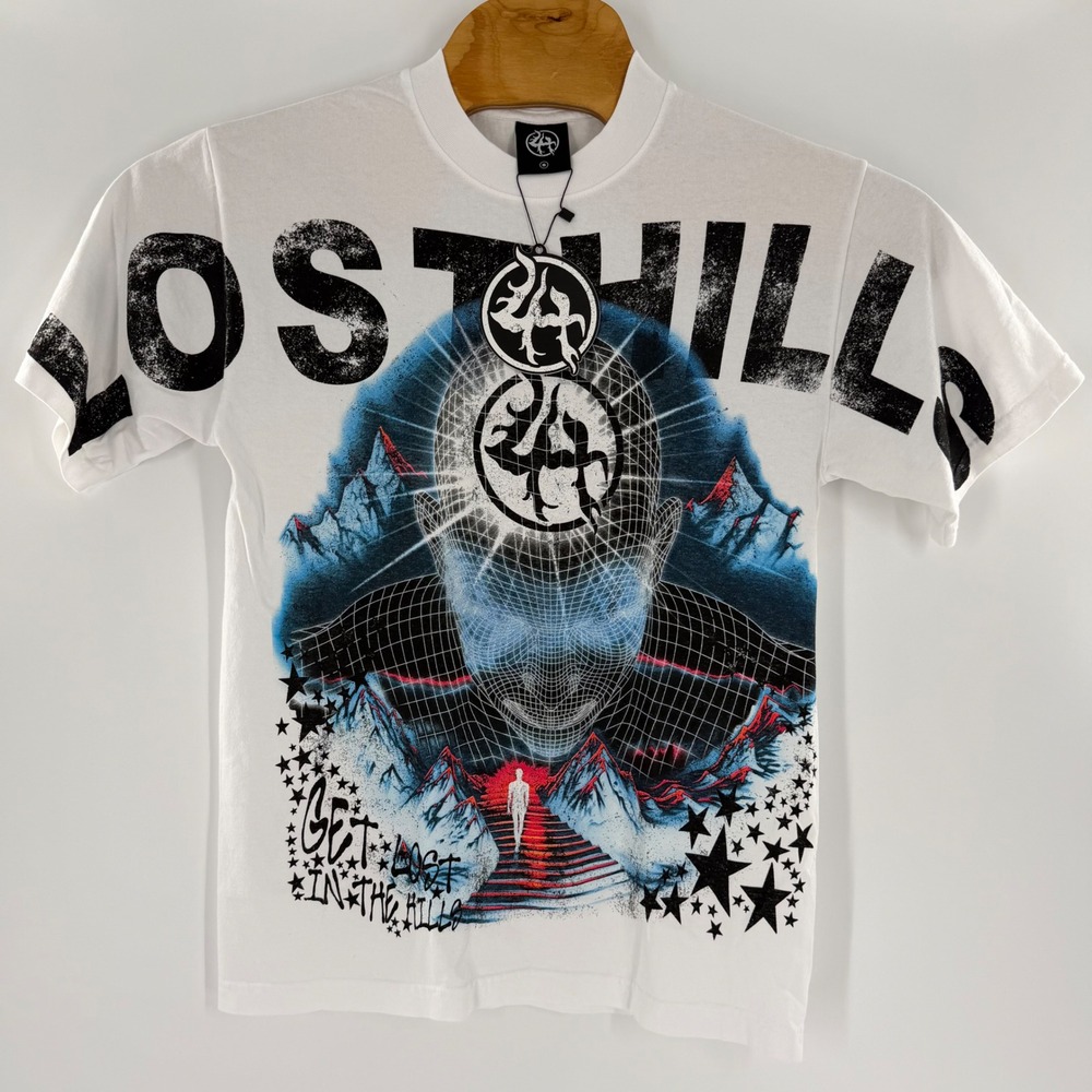 Lost Hills Get Lost In The Hills Graphic T-Shirt White Mens Small USA Made NWT